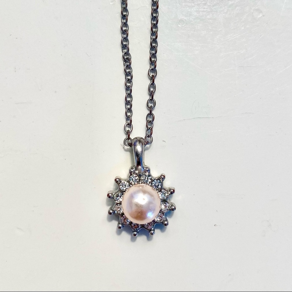 Pink Pearl and Crystal Pendant
